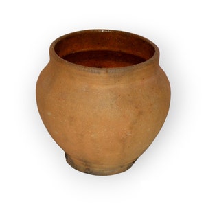 Vintage Clay Pot, Small rustic pottery vessel, primitive ceramic jug pot, farmhouse kitchen, traditional stoneware pitcher