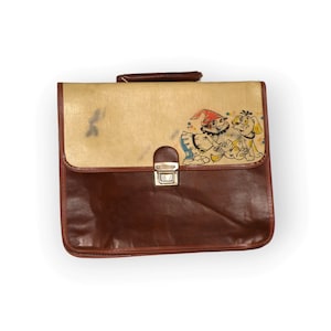 Cartable vintage, sac à main d'école en similicuir marron soviétique, vieux sac messager, sac rétro pour enfants, sac végétalien