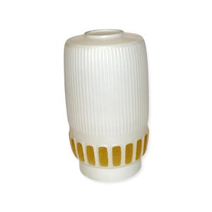 1960s Milk Glass Lampshade: Yellow Stripe Vintage Cylinder Lampshade