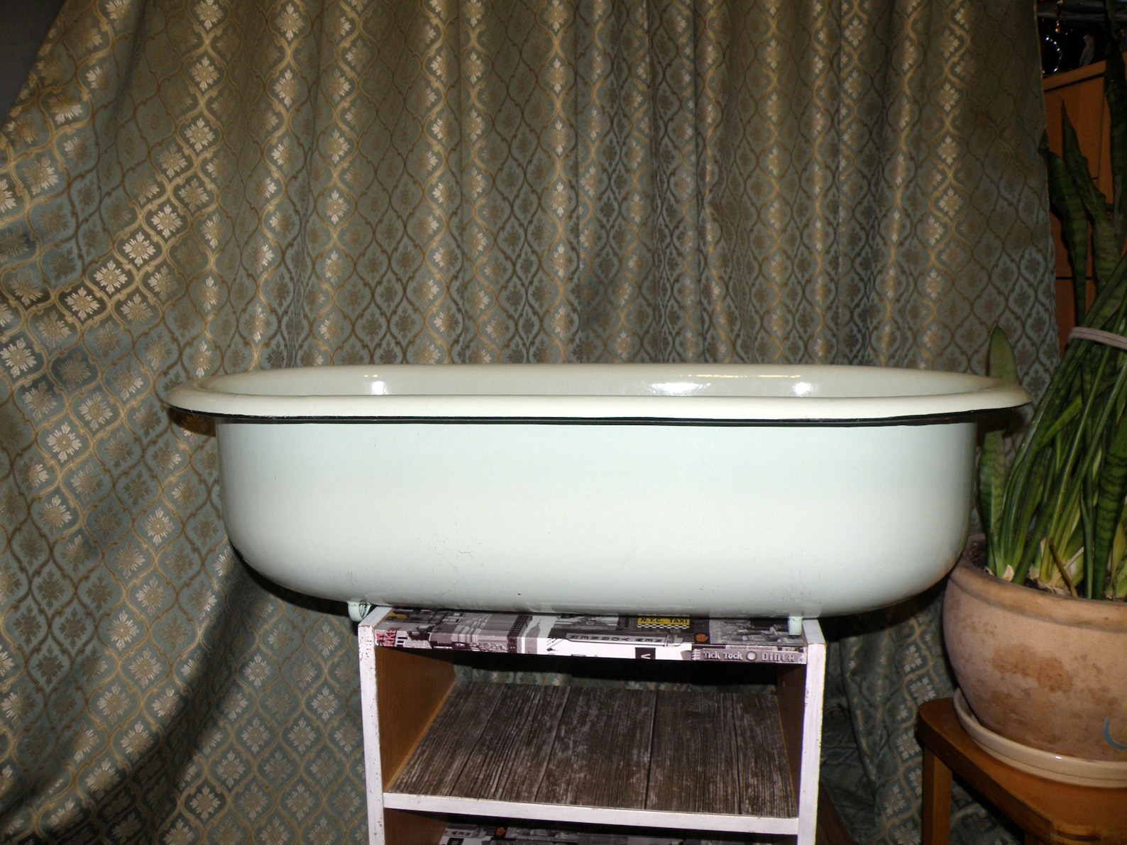 Baby Bathtub enamel metal vintage light green enamel bath Etsy