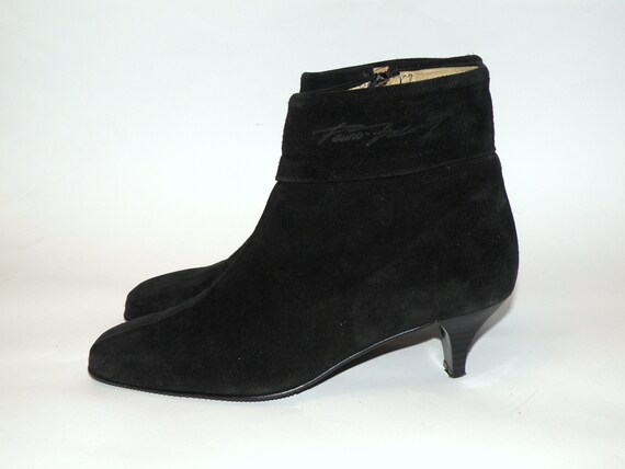 Vintage Pertti Palmroth black suede ankle boots s… - image 1