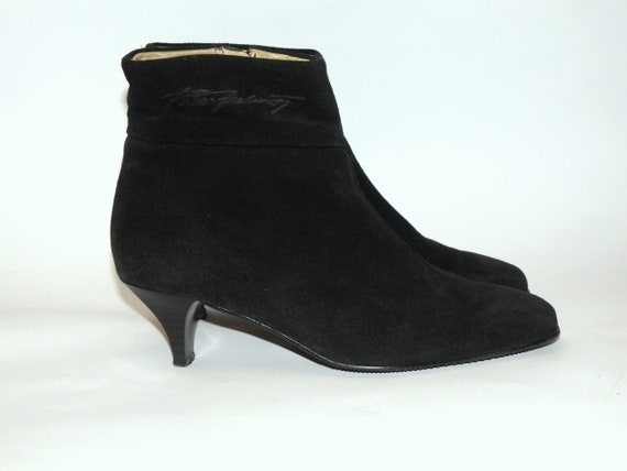 Vintage Pertti Palmroth black suede ankle boots s… - image 3