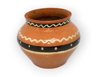 Vintage ceramic pot, retro Ukrainian terracotta pot jug, small earthenware baking pot, flower pot, decorative hygge pottery