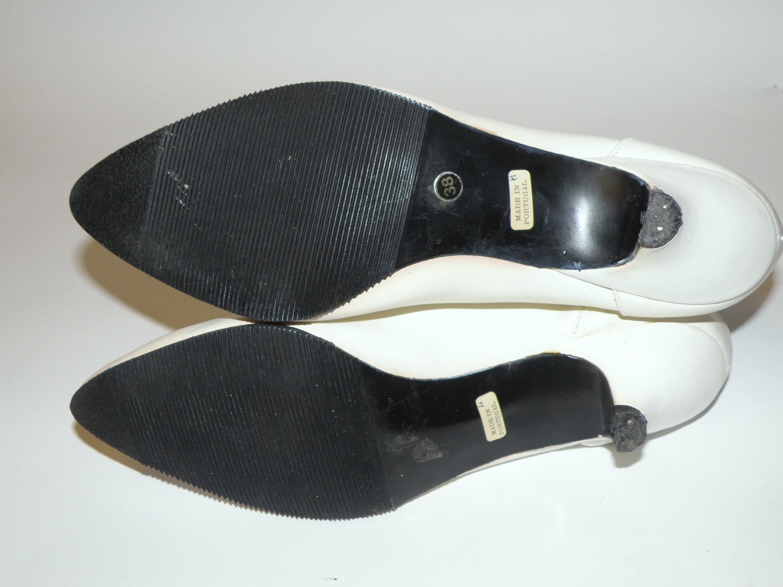 80s White Kitten Heel Boots With Laces Size 24 EU38 US7.5 Etsy