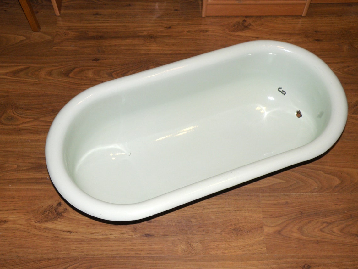 Baby Bathtub enamel metal vintage light green enamel bath Etsy