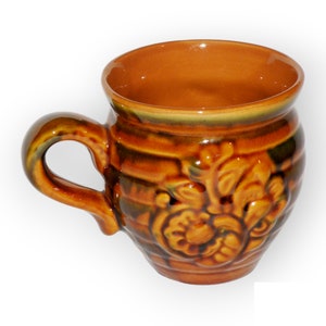 Ukrainische Keramiktasse 1970er Jahre, Vintage Steinzeug Sammeltasse, Geschenk für Vasilkiv Majolika Sammler