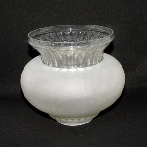Vintage Lamp shade 2 7/16 in fitter, retro frosted and clear glass round lampshade with embossed pattern, vintage sconce glass shade