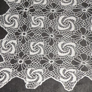 Vintage Crochet Tablecloth 80&quot; x 53&quot;, White Rectangular Cotton Lace Tablecloth, retro housewarming gift