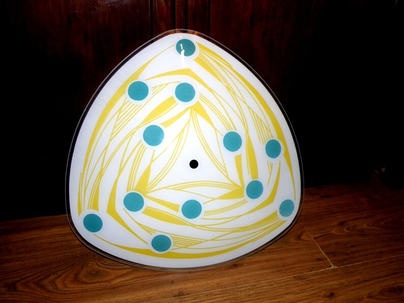 Triangular Lampshade Vintage Large Glass Lampshade, Triangular Ceiling Pendant, Mid-century ...