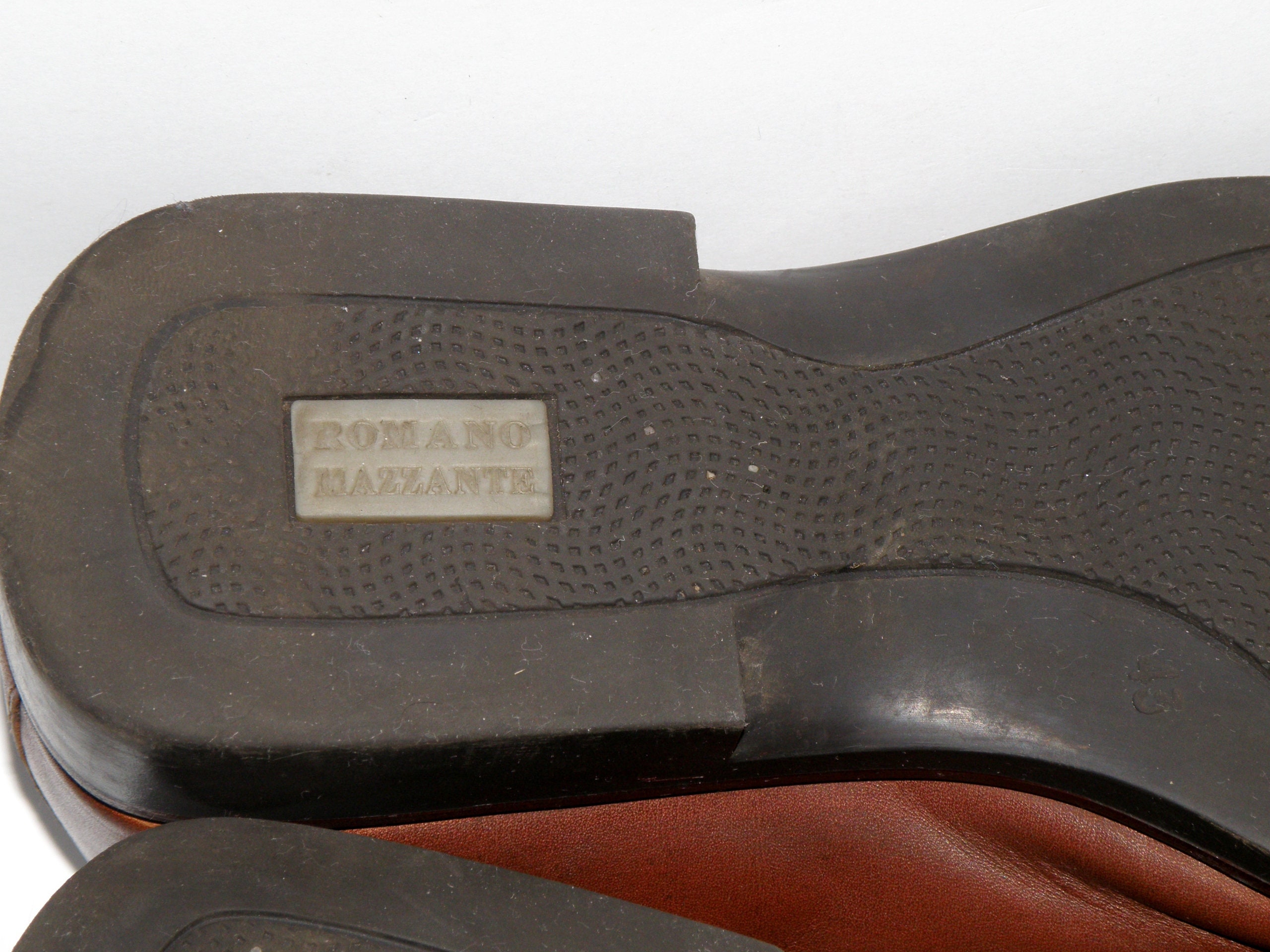 Romano Mazzante perforated leather dress shoes slip-on loafer made in Italy Vintage Lloyd Madrid Leather Shoes: Camel Brown Square Toe  main image 3