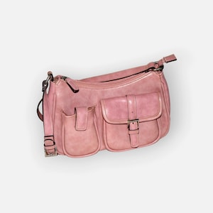 Vintage Rosa Umhängetasche, Crossbody kleine Kunstledertasche, Vintage Geldbörse, Kunstledertasche, Retro Sommertasche