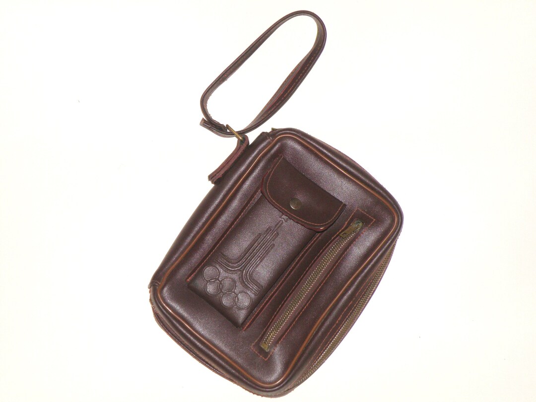 Vintage Wrist Bag Olympiad 1980 Men's Burgundy Faux Etsy