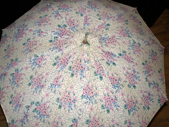 Vintage Umbrella, Summer White Floral Umbrella, R… - image 4