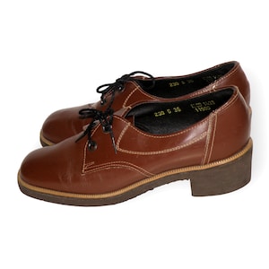 Vintage Brown Leather Women&#39;s Shoes: CEBO Czechoslovakia 1970s EU 36