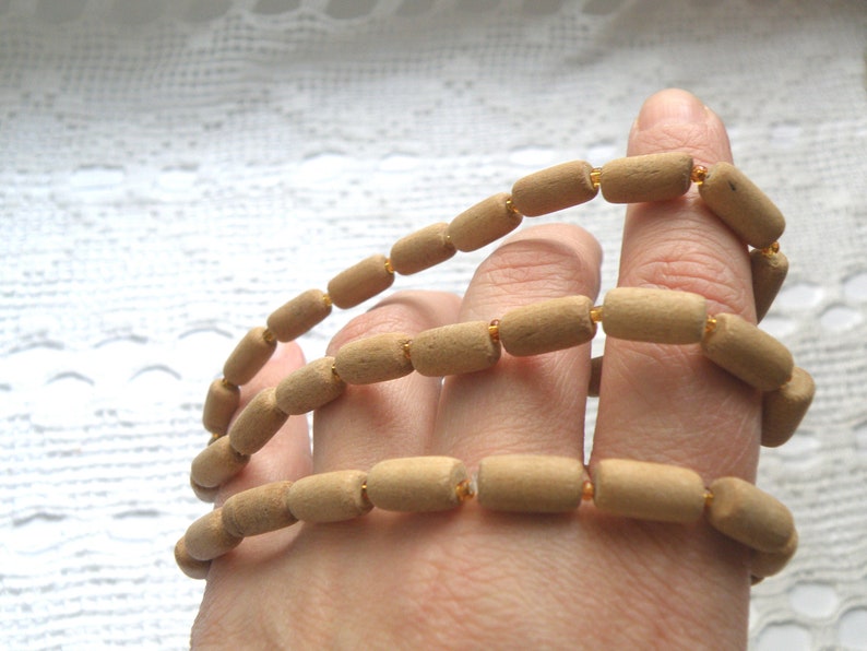 Retro wooden necklace wood jewelry Wooden Beads with Glass Vintage boho beads vintage Wooden rosary