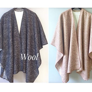 Heavy weight Wool Cape Ruana Wrap Plus size Unisex Warm Poncho
