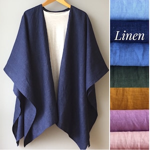 S to 5XL Linen Shawl Ruana Natural Linen poncho Plus size