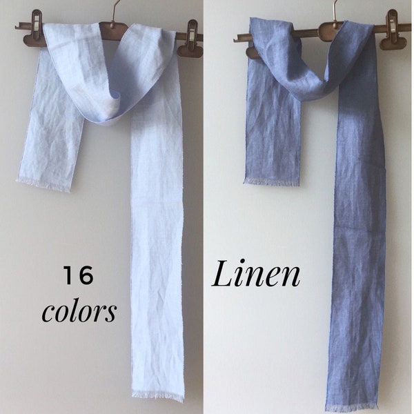 Skinny scarf Small Linen neck scarf Natural thin linen neck tie