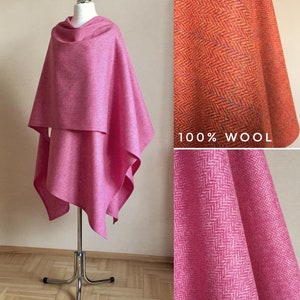 Wool Herringbone Shawl Wool Ruana Coat Wrap