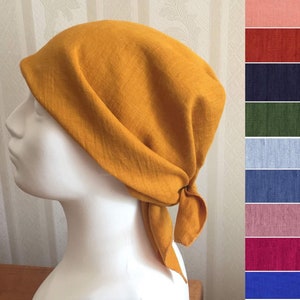 Natural Linen bandana Square Scarf Linen Bohemian Natural Head Wrap