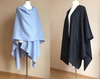 Linen Shawl S to 5XL Linen Ruana Wrap Poncho