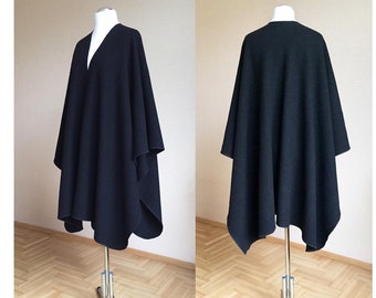 Wool Ruana Shawl Wrap  Plus size Wool Coat Winter Wrap Ruana Celtic Style