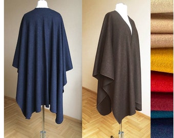 Wool Shawl Wrap Plus size Wool Ruana S to 5XL