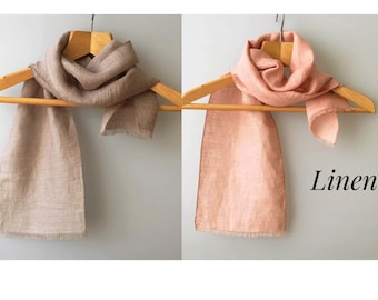 Soft Linen scarf Small linen scarf Lightweight Linen scarf Natural