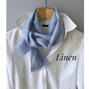 Men's Linen scarf Thin Natural Linen Neck Scarf image 1