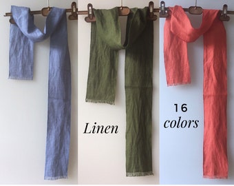 Thin linen neck scarf Small linen scarf for men and women Linen neck tie