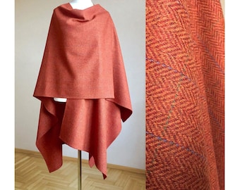 Herringbone Wool Shawl Ruana