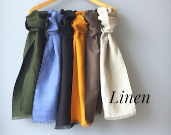 Linen scarf Small linen scarf Linen Neck scarf Men's linen skinny scarf Natural Linen scarf