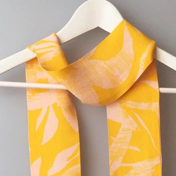 Bufanda flaca Bufanda de cuello color crema amarilla Bufanda de corbata, 3,5x58" 9x148 cm