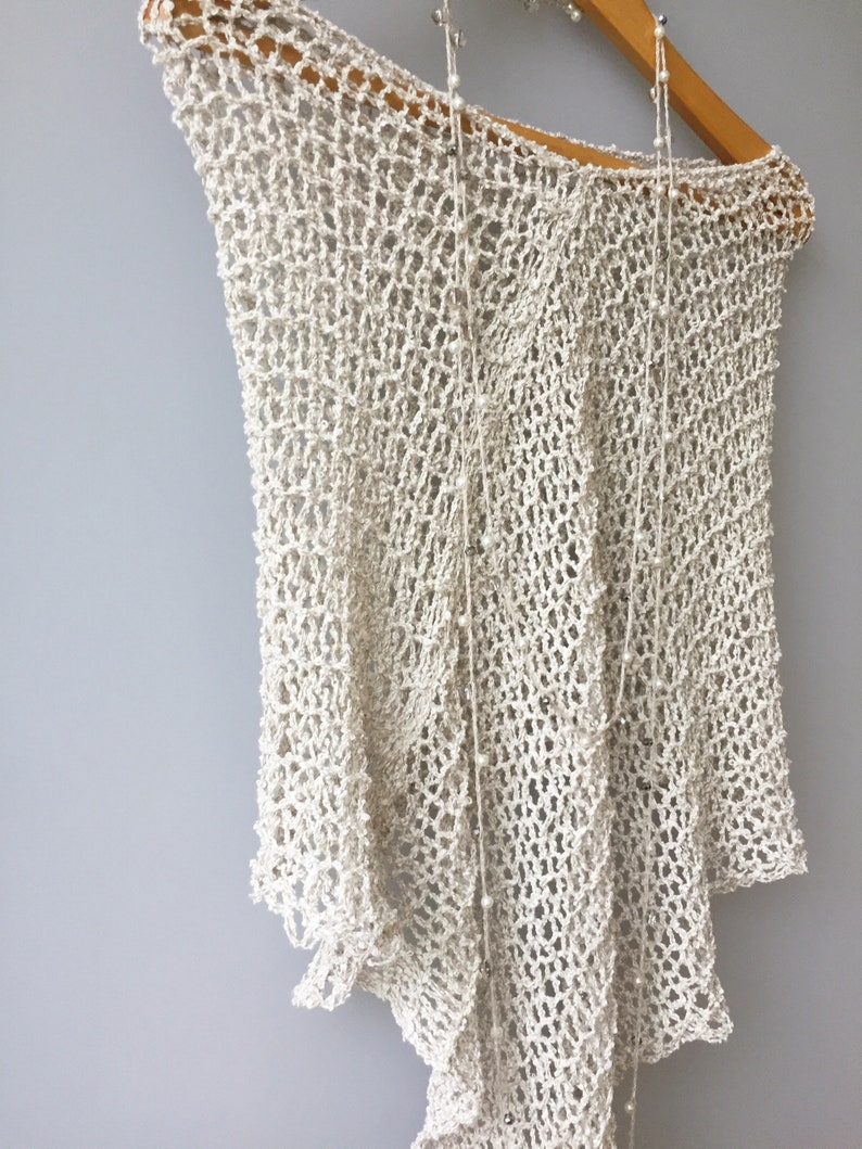Boho Linen poncho Cream Natural Lightweight summer poncho Knit shawl ORGANIC Linen Dress cover up Boho chic poncho Loose poncho Eco