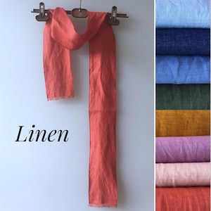 Men's linen neck scarf Skinny linen scarf Thin scarf
