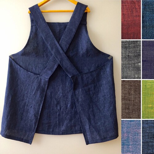 Cross Back S to 5XL Apron Linen Japanese Apron Plus Size Etsy