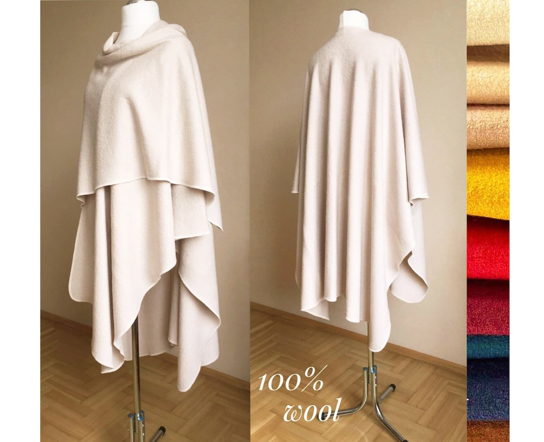 100% Wool Wrap Shawl Plus Size Wool Ruana Cape Handmade - Etsy