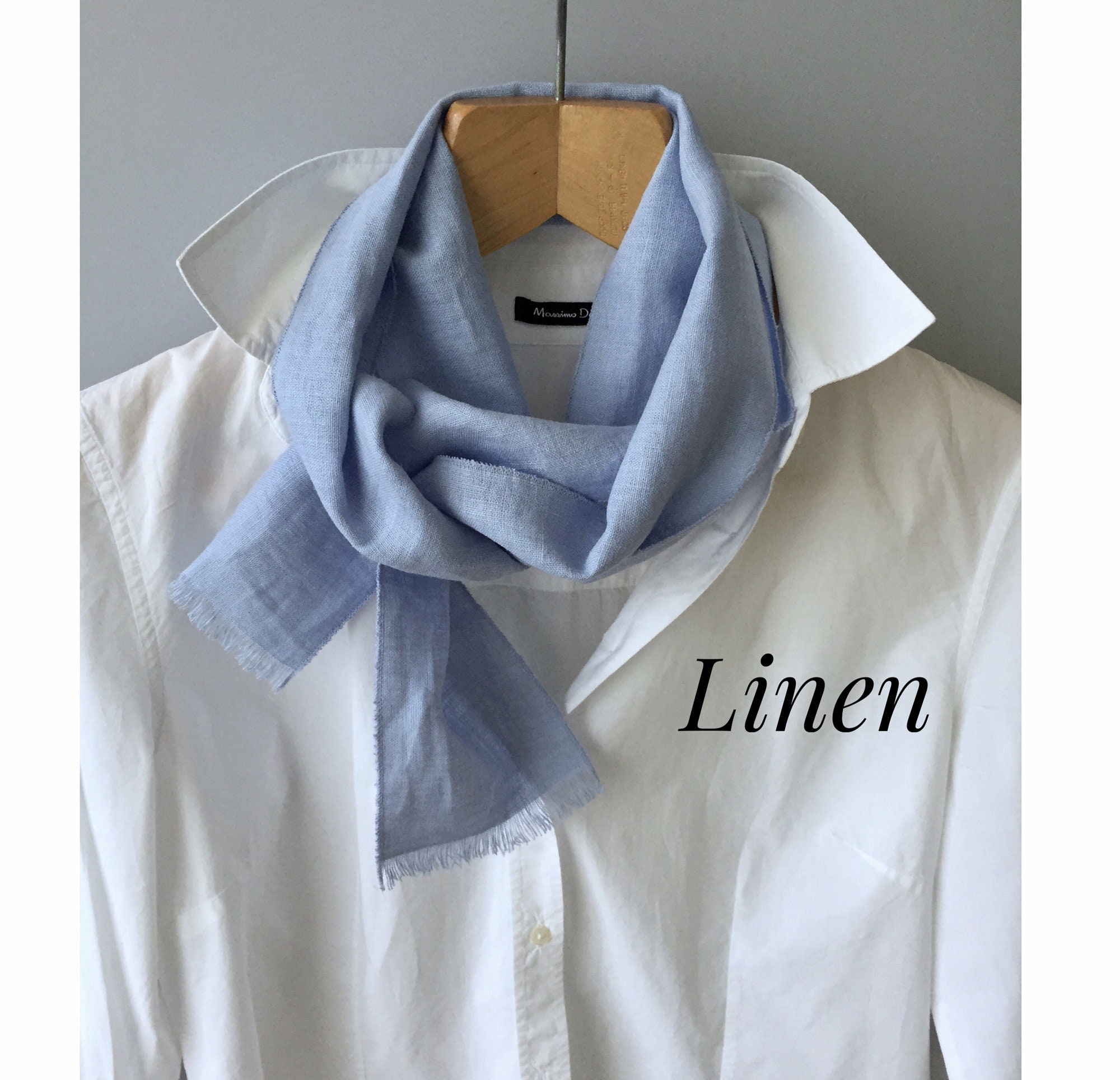 Light White Linen Scarf Soft Linen Shawl for Men or Women, Husband