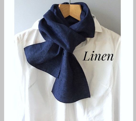 Linen Scarf Men's Neck Scarf Natural Small Linen Scarf Etsy