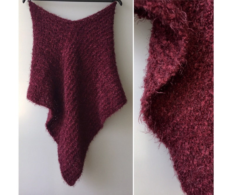 Knit poncho Wool poncho Hand Knitted shawl Purple dress cover up Boho Women knit cape