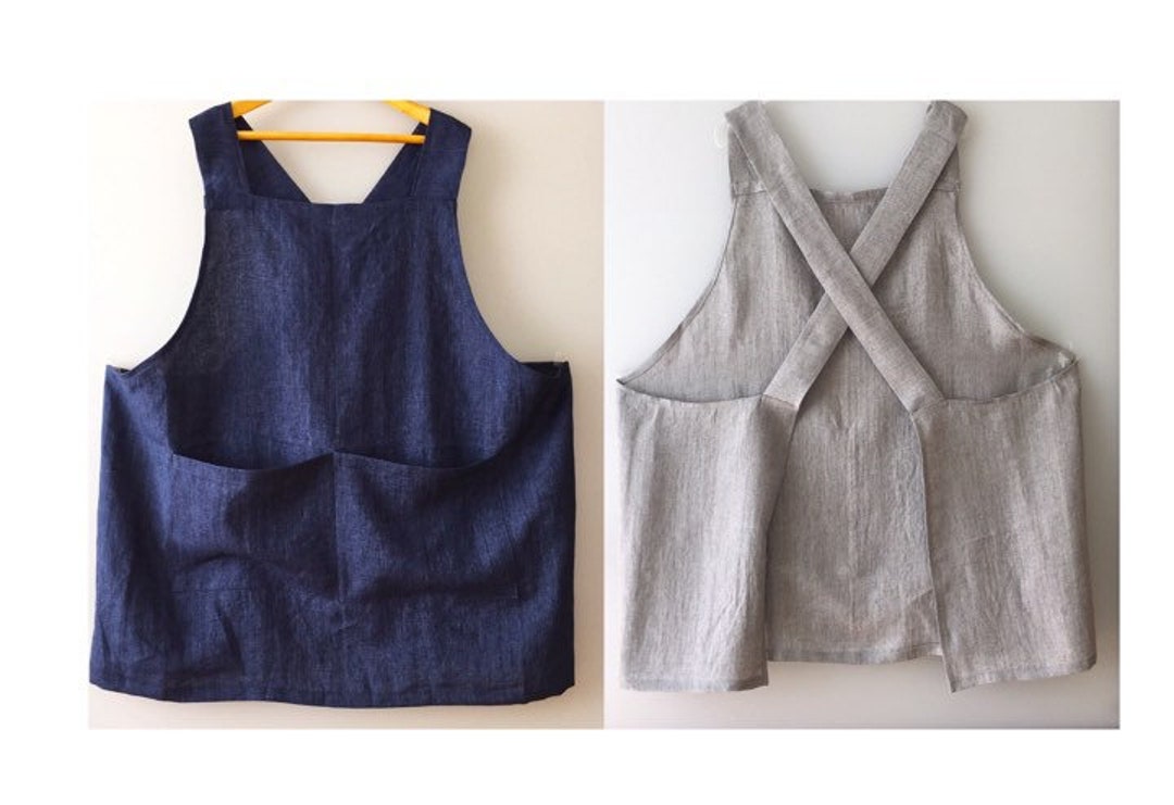 Linen Japanese Apron Plus Size Cross Back Apron S to 5XL Etsy Australia