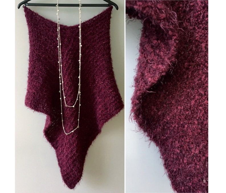 Knit poncho Wool poncho Hand Knitted shawl Purple dress cover up Boho Women knit cape