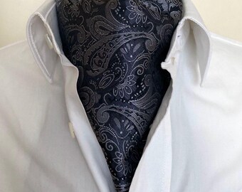 Grijze herenstropdas met paisley-jacquard, elegante herenstropdas