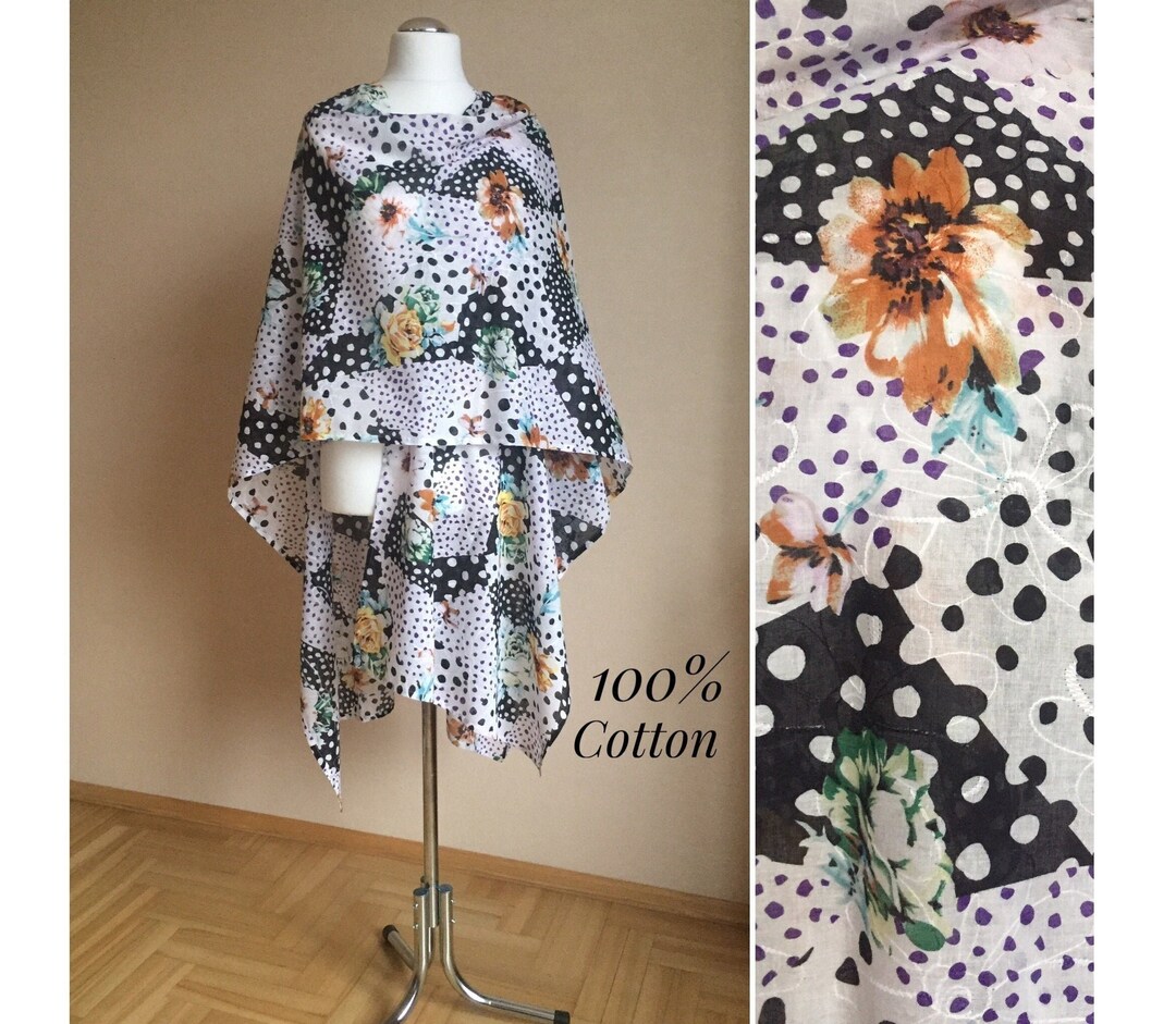 Cotton Lightweight Ruana Shawl Wrap Natural Plus Size - Etsy