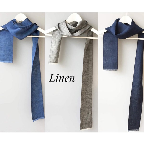 Thin Skinny Linen Scarf Natural Linen Neck Scarf