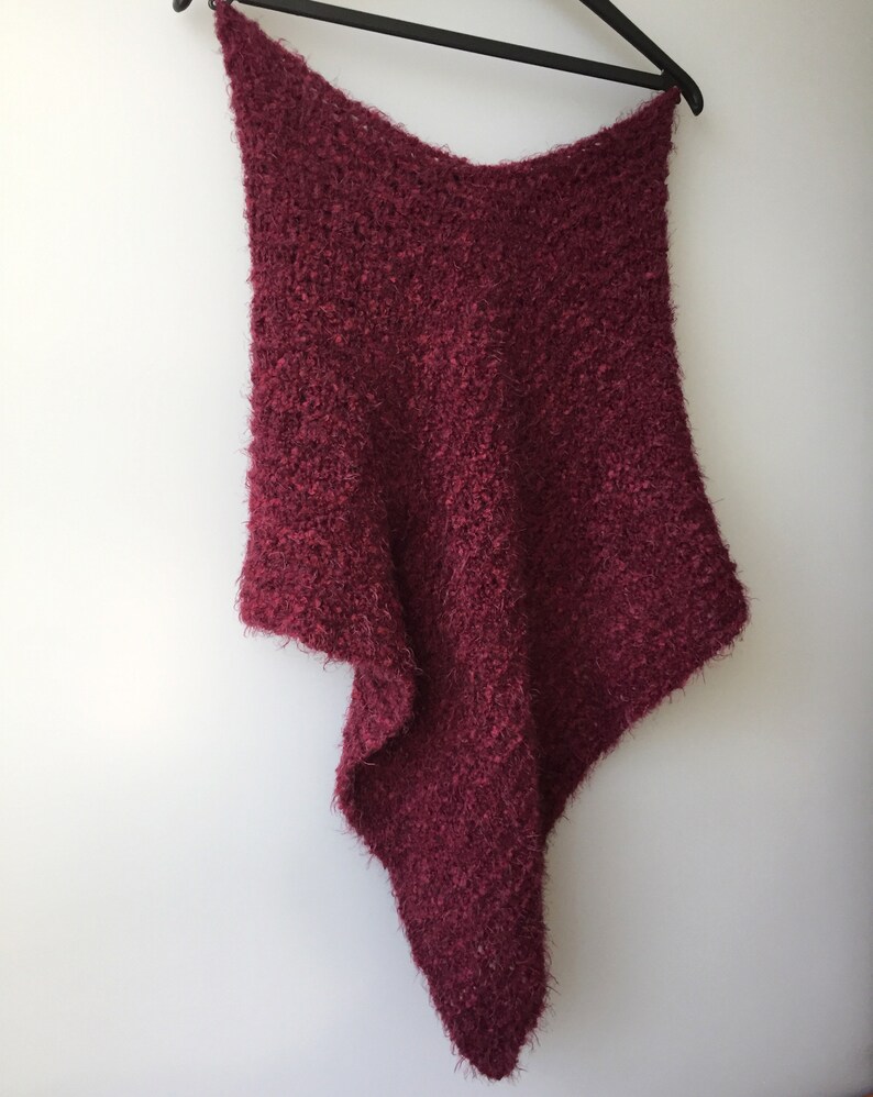 Knit poncho Wool poncho Hand Knitted shawl Purple dress cover up Boho Women knit cape