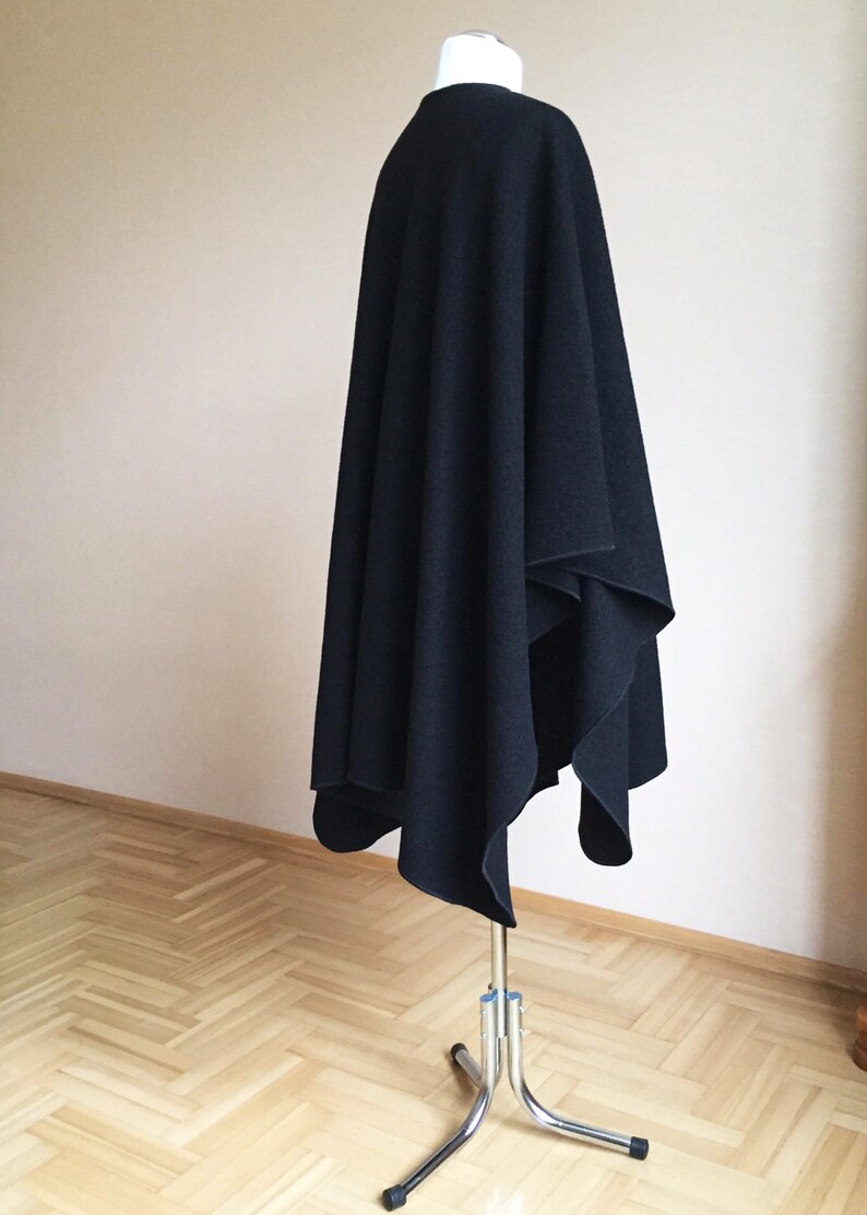 Black Wool Shawl Plus Size Merino Wool Ruana Wrap Oversized Etsy
