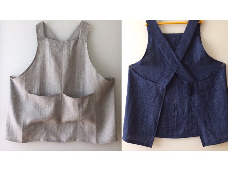 Linen Apron Plus Size Cross Back Apron S to 5XL Japanese Apron Etsy