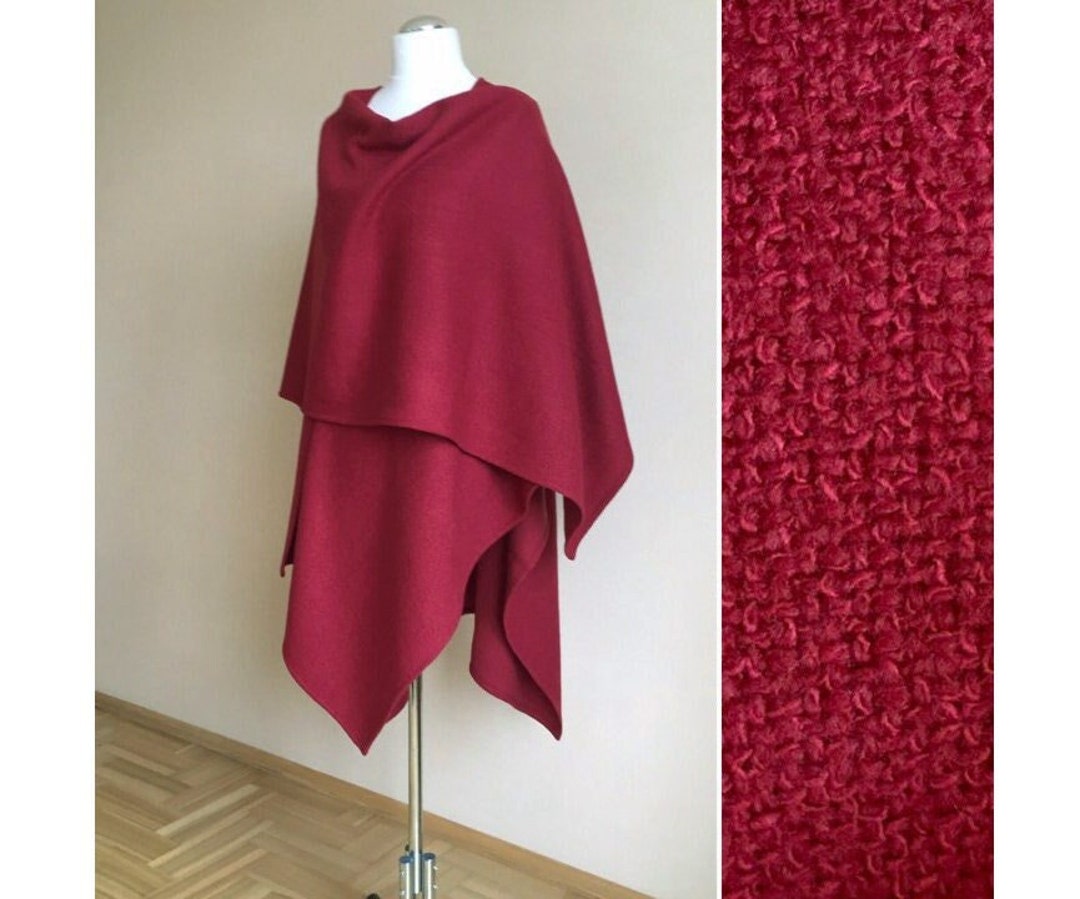Soft Wool Ruana Shawl Dark Raspberry Wool Wrap - Etsy