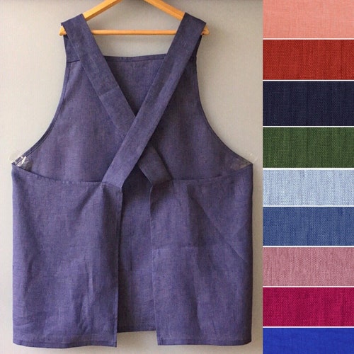 Cross Back S to 5XL Apron Linen Japanese Apron Plus Size Etsy
